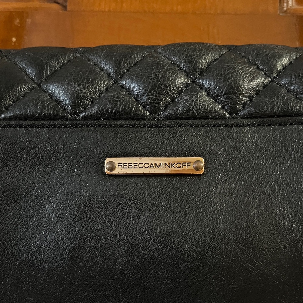 Rebecca Minkoff Black Quilted Shoulder Bag with Chain Detail - Picture 3 of 7